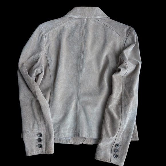 Authentic Y2K Style & Co Petite Genuine Suede Jacket Taupe Beige L - Picture 6 of 7